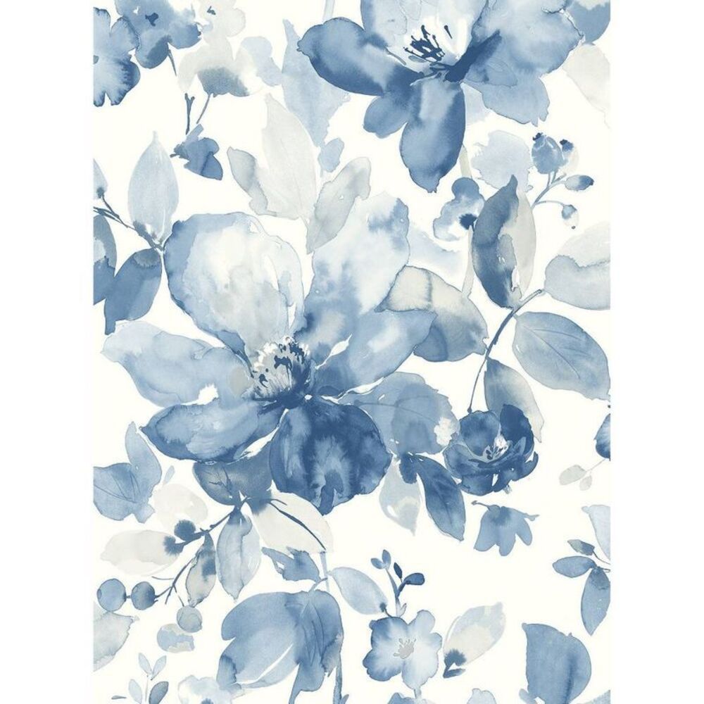 NextWall -  Bluestone Watercolor Flower Peel and Stic Blue